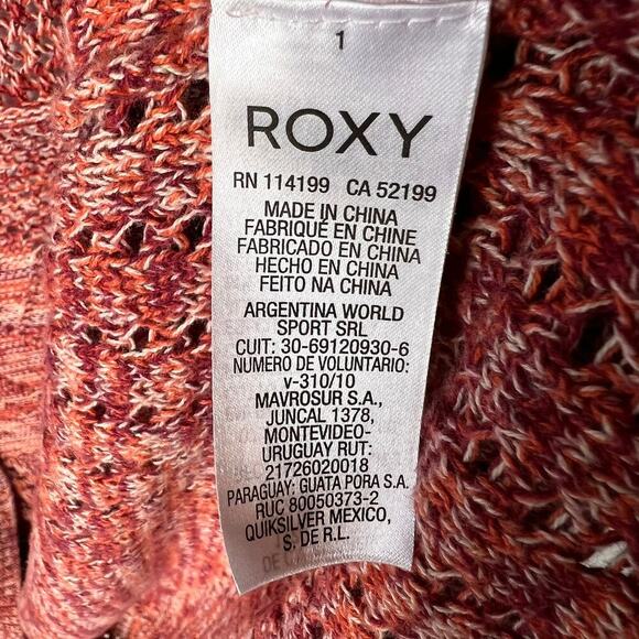 Roxy Sweater Womens Size Large Heathered Rose Pink Open Cardigan 100% Cotton - Picture 14 of 16